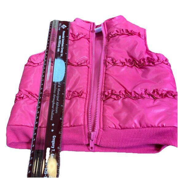 Kids Play Baby Girls Puffer Vest Jacket Full Zip Up Pink Ruffle accent 6-9 Month - Picture 9 of 10